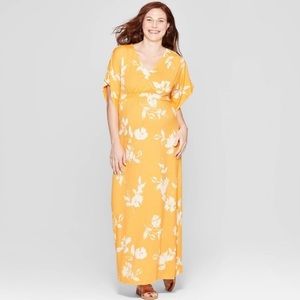 Floral Kimono Sleeve Maxi Maternity Dress